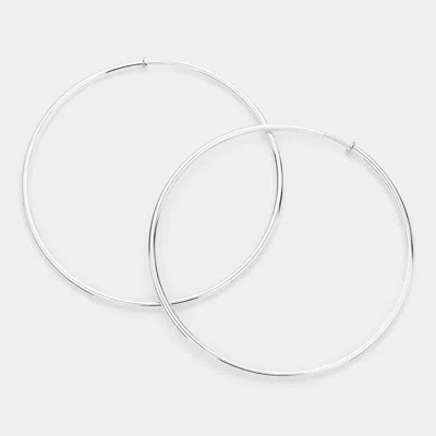 Fashnzfab Extra Large Metal Hoop Clip On Earrings In White