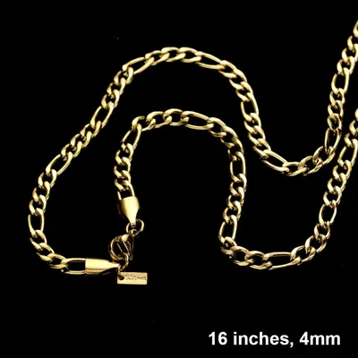 Fashnzfab 16 Inch, 4mm Stainless Steel Figaro Chain Necklace In Brown