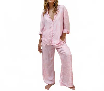Les Neobourgeoises Neo Bloom Silk Shirt In Strawberry In Pink