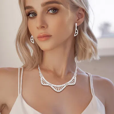 Fashnzfab Rhinestone Pave Evening Choker In White