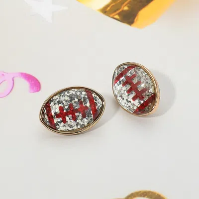 Fashnzfab Glittered Football Stud Earrings In Gold