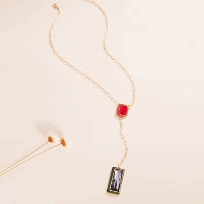 Fashnzfab Geometric Stone Pointed Y Necklace In Gold