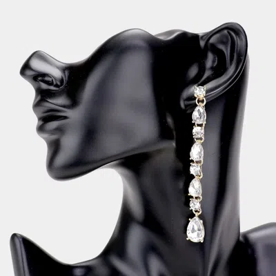 Fashnzfab Round Teardrop Stone Link Evening Earrings In Brown