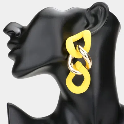 Fashnzfab Colored Chain Link Dangle Earrings In Gold