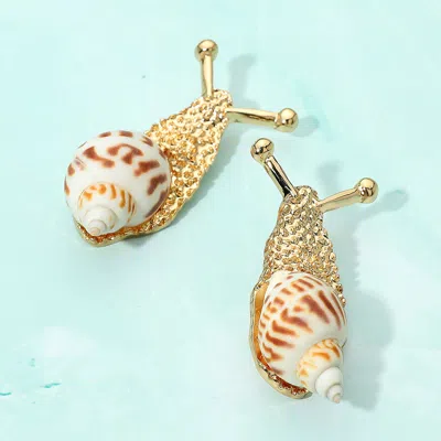 Fashnzfab Bold Unique Snail Earrings In Gold
