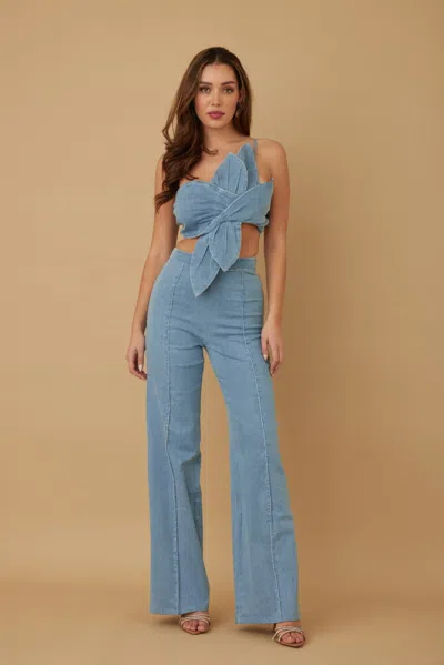 Truedames Single Strap Wrap Flower Set In Blue