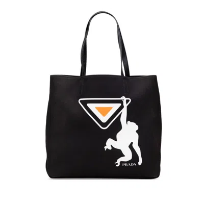 Pre-owned Prada Canvas Leather Tote Bag () In Multi