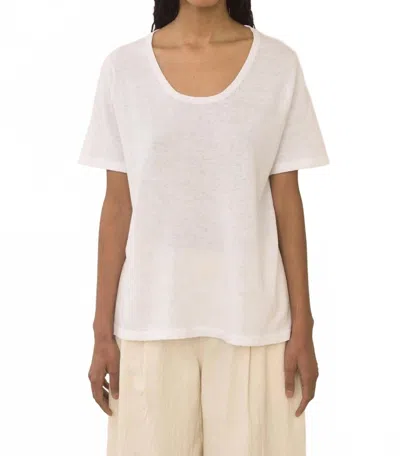 Lauren Manoogian Scoop Neck T- Shirt In White In Animal Print