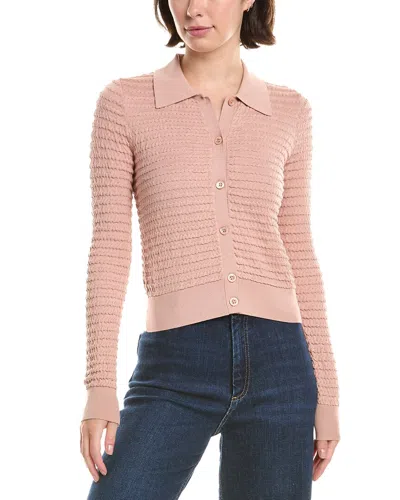 Frame The Smocked Silk-blend Cardigan In Pink