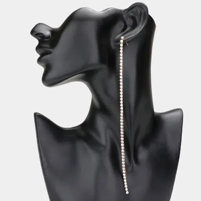 Fashnzfab Long Dropped Rhinestone Linear Dangle Evening Earrings In Metallic