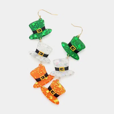 Fashnzfab St Patricks Day Resin Hat Link Dropdown Earrings In Multi