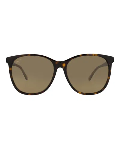 Maui Jim Round-frame Acetate Sunglasses In Brown