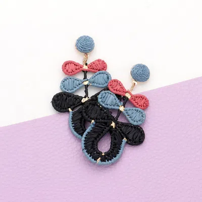 Fashnzfab Raffia Wrapped Abstract Dangle Earrings In Black