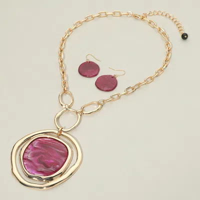 Fashnzfab Bold Glitterr Resin Abstract Plate Pendant Statement Necklace In Gold