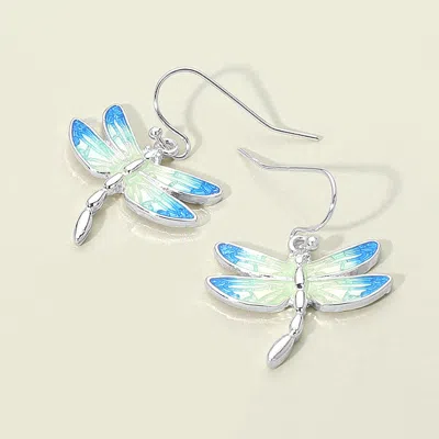 Fashnzfab Ombre Dragonfly Dangle Earrings In Blue
