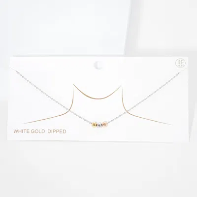 Fashnzfab White Gold Dipped Tiny Triple Metal Ball Pendant Necklace In Metallic