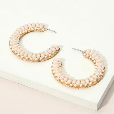 Fashnzfab Seed Beaded Hoop Earrings In Gold