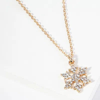 Fashnzfab Crystal Snowflake Pendant Necklace In Gold