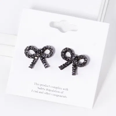 Fashnzfab Crystal Stone Studded Ribbon Stud Earrings In Multi