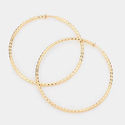 Fashnzfab 3 Inch Metal Hoop Clip On Earrings In Gold