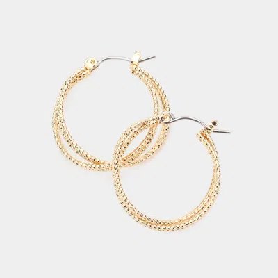 Fashnzfab Rope Textured Metal Hoop Pin Catch Earrings In Gold