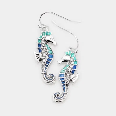 Fashnzfab Enamel Metal Seahorse Dangle Earrings In Metallic