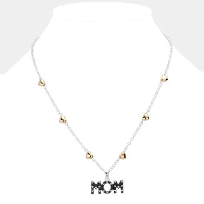 Fashnzfab Mom Message Pendant Metal Heart Station Necklace In Metallic