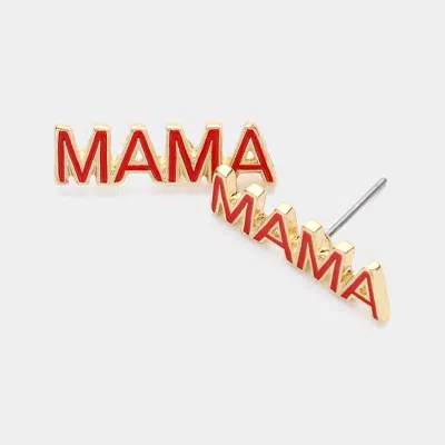 Fashnzfab Enamel Mama Stud Earrings In Red