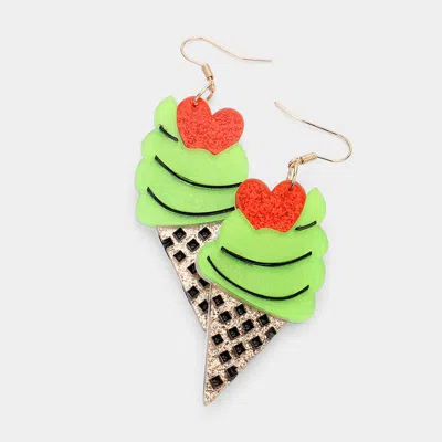 Fashnzfab Glittered Resin Ice Cream Dangle Earrings In Green