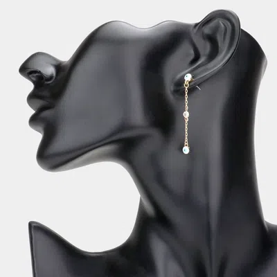 Fashnzfab Evil Eye Round Stone Link Linear Dangle Earrings In Gold