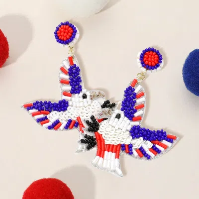 Fashnzfab Felt Back Sequin Beaded Eagle Link Dangle Earrings In Multi