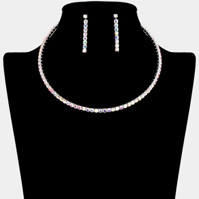 Fashnzfab Rhinestone Evening Choker Necklace In Metallic
