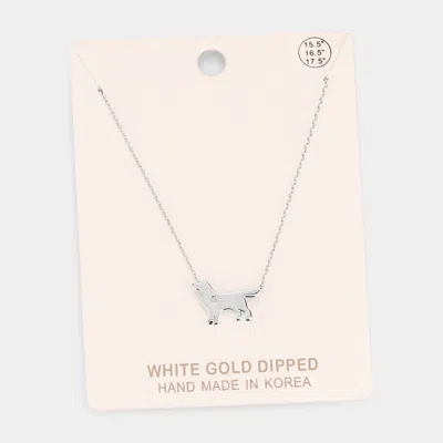 Fashnzfab White Gold Dipped Dachshund Heart Dog Pendant Necklace In White