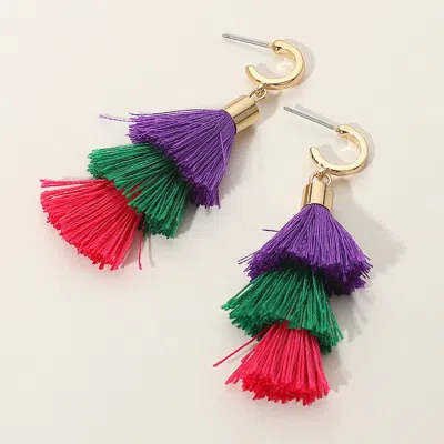Fashnzfab Multi Color Tassel Drop Earrings In Multi