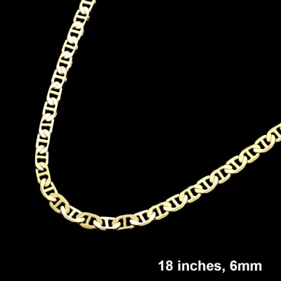 Fashnzfab Silver Plated 18 Inch 6mm Mariner Metal Chain Necklace In Gold