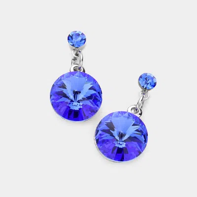 Fashnzfab Genuine Crystal Drop Earrings In Blue
