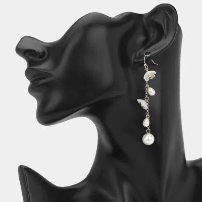 Fashnzfab Pearl Accent Floral Cascade Drop Earrings In Gold