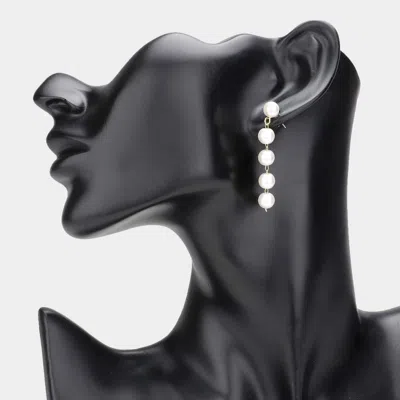 Fashnzfab Pearl Link Dropdown Earrings In Gold