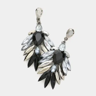 Fashnzfab Crystal Statement Earrings In Black