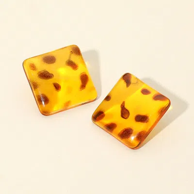Fashnzfab Tortoise Resin Square Stud Earrings In Brown