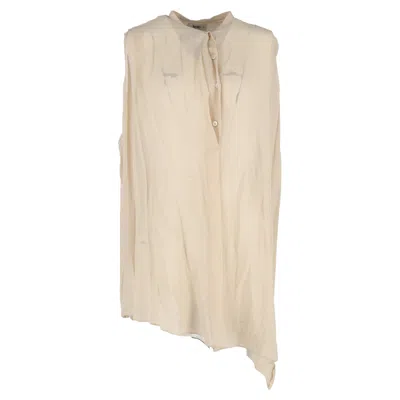 Acne Studios Buttoned Sleeveless Blouse In Nude Silk In Animal Print