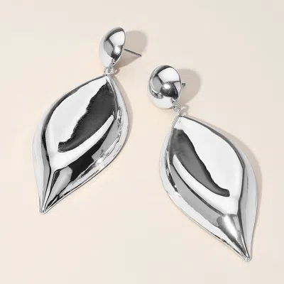 Fashnzfab Oversized Puffy Metal Marquise Dangle Earrings In Metallic