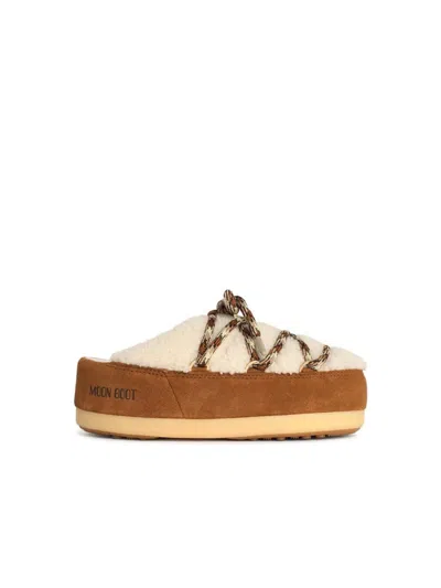 Moon Boot 'evx' Slippers In Shearling Whisky In Brown