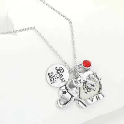 Fashnzfab Good Luck Metal Elephant Pendant Necklace In Multi