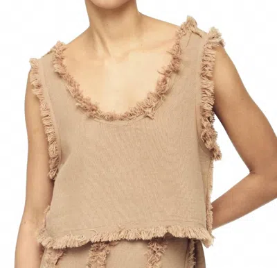 Blanca Boho Crop Top In Beige In Brown