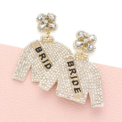 Fashnzfab Bride Felt Back Beaded Suit Dangle Earrings In Metallic