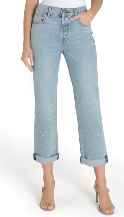 Fidelity Cali With Crystals Jean In Vintage Blue In Blue