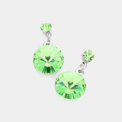 Fashnzfab Genuine Crystal Drop Earrings In Green
