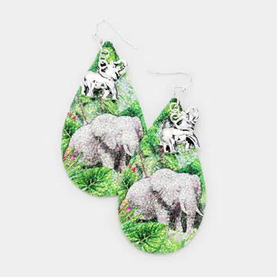 Fashnzfab Glitter Nature Elephant Dangle Earrings In Multi
