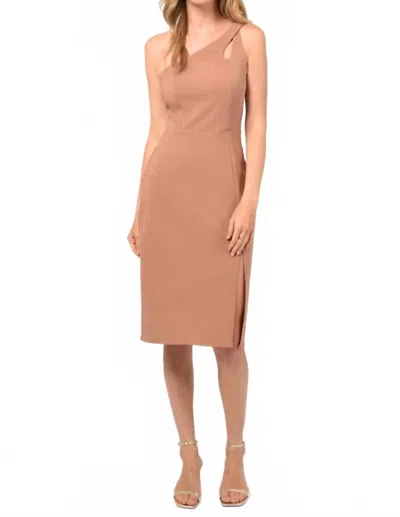 Adelyn Rae Selia Asymmetrical One Shoulder Dress In Clay In Multi